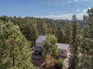 Nestled amidst a lush forest, this stunning property offers a serene escape.