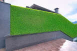 This property showcases a stunning green wall, creating a unique and visually appealing exterior.