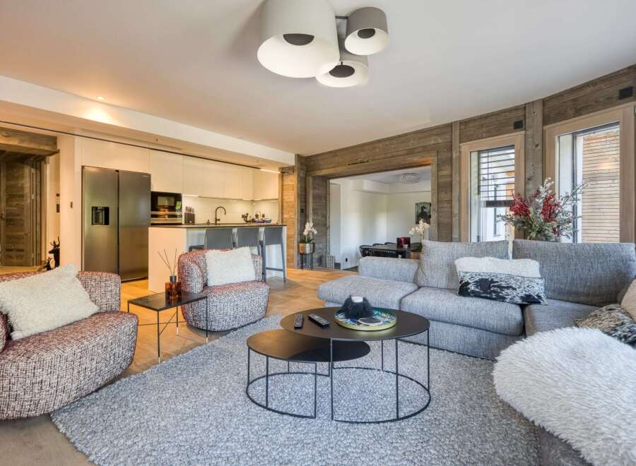 Step into luxury with this stunning property, featuring a modern open-plan living space.