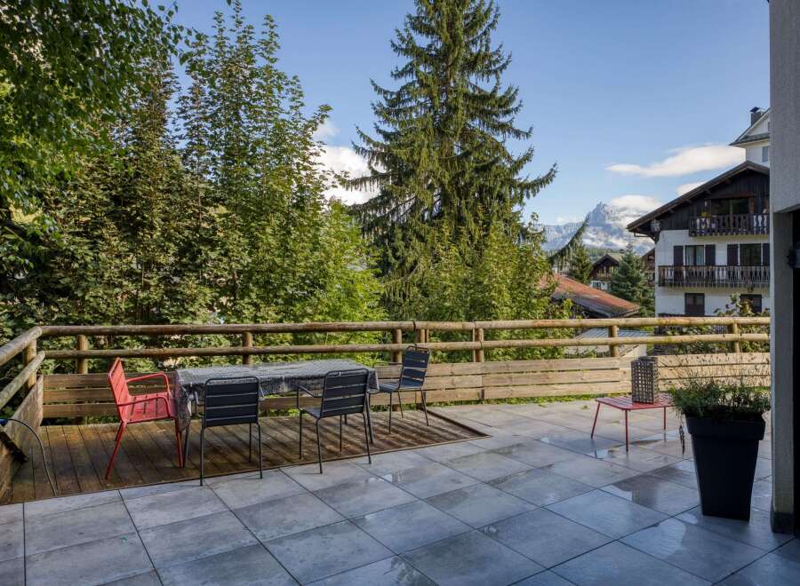 Enjoy breathtaking mountain views from this stunning outdoor patio.
