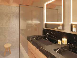 Experience luxury and modern design in this stunning bathroom.