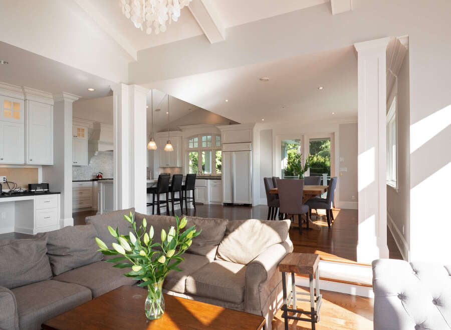 This stunning open-concept home boasts a bright and airy living space, perfect for entertaining.
