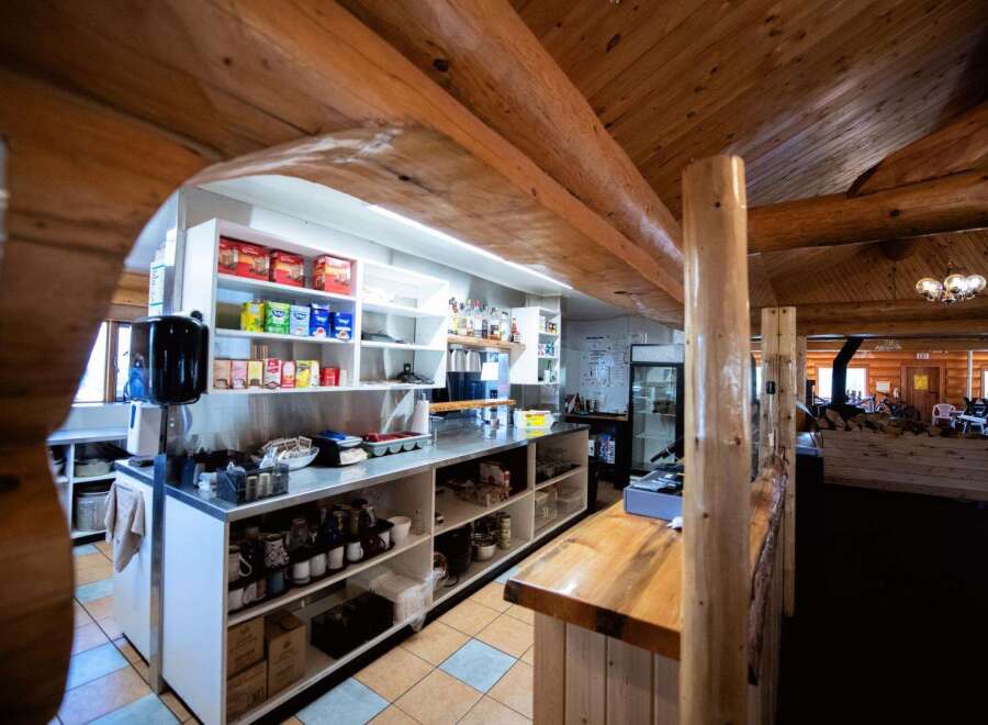 Step into a charming commercial space with a rustic, inviting atmosphere.