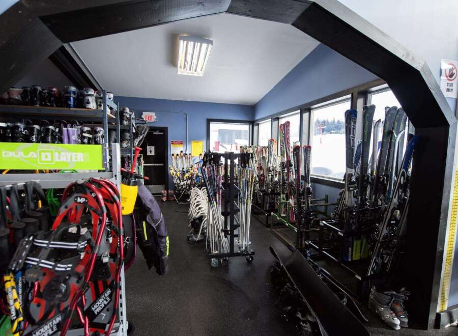 Step into a winter wonderland with this ski rental shop, offering a wide selection of equipment for all skill levels.