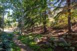Discover the tranquility of this stunning property, featuring a beautifully landscaped pathway that winds through a lush, wooded area.