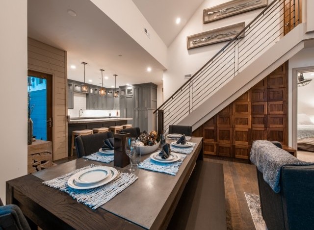 This stunning home boasts a spacious open-concept layout, seamlessly blending the kitchen and dining area.