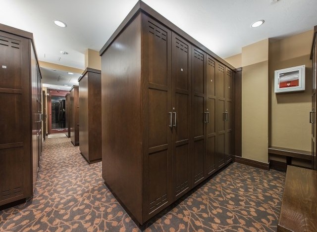 This luxurious property boasts spacious, private lockers, perfect for storing your belongings.