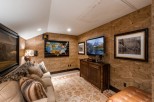 Cozy mountain getaway with a dedicated media room.