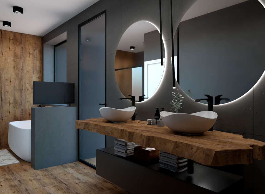 Experience luxury in this modern bathroom design.