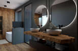 Experience luxury in this modern bathroom design.