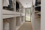 Step into luxury with this stunning walk-in closet, designed for the ultimate in organization and style.