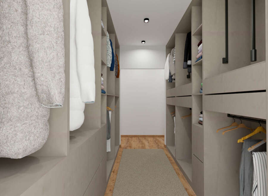 Step into luxury with this meticulously designed walk-in closet.