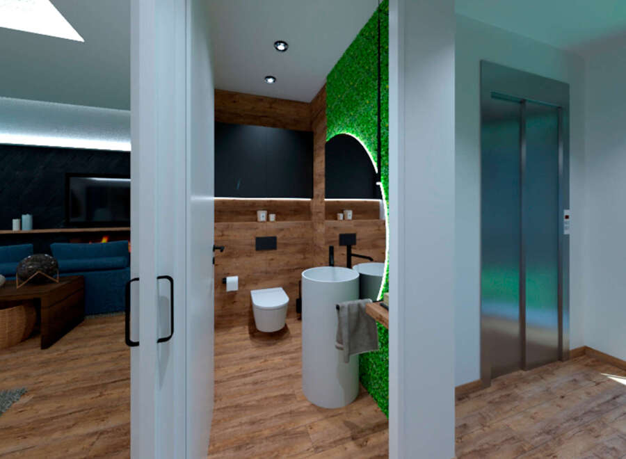Step into luxury with this stunning property featuring a modern bathroom design.