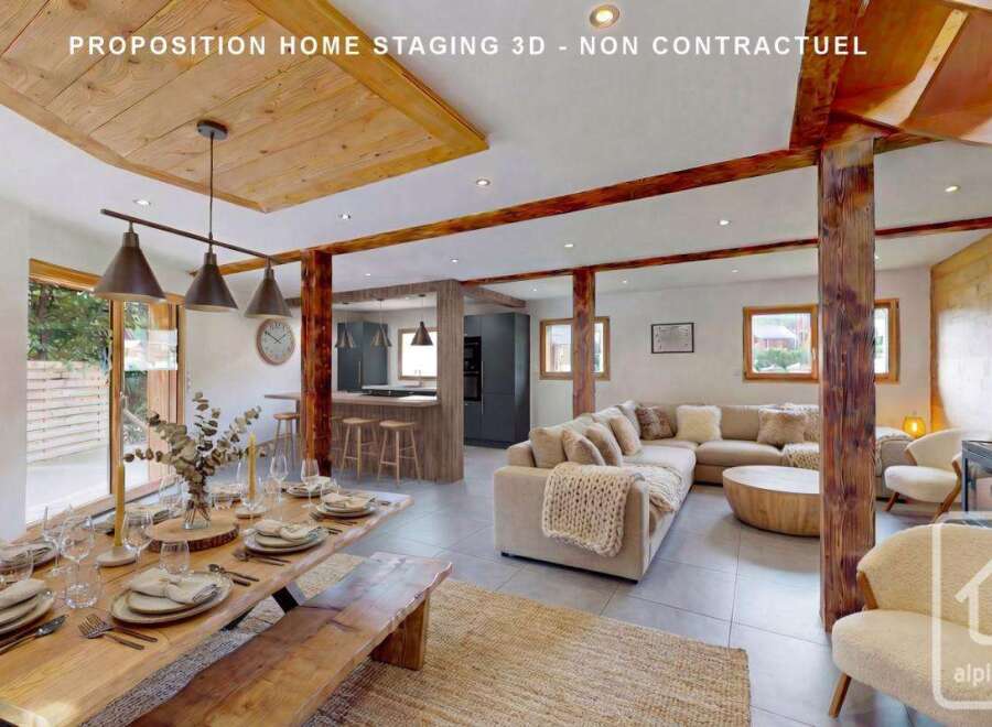 Experience the charm of this stunning property, featuring a beautifully designed interior with exposed wooden beams and a cozy fireplace.
