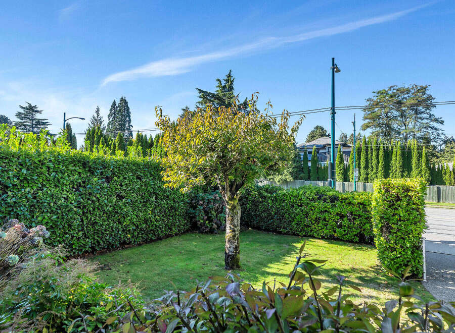 Discover the charm of this beautifully landscaped property, featuring a lush green lawn and a mature tree as its centerpiece.