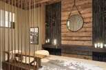 Experience rustic elegance in this stunning property, featuring a beautifully designed interior with natural wood accents and a cozy ambiance.