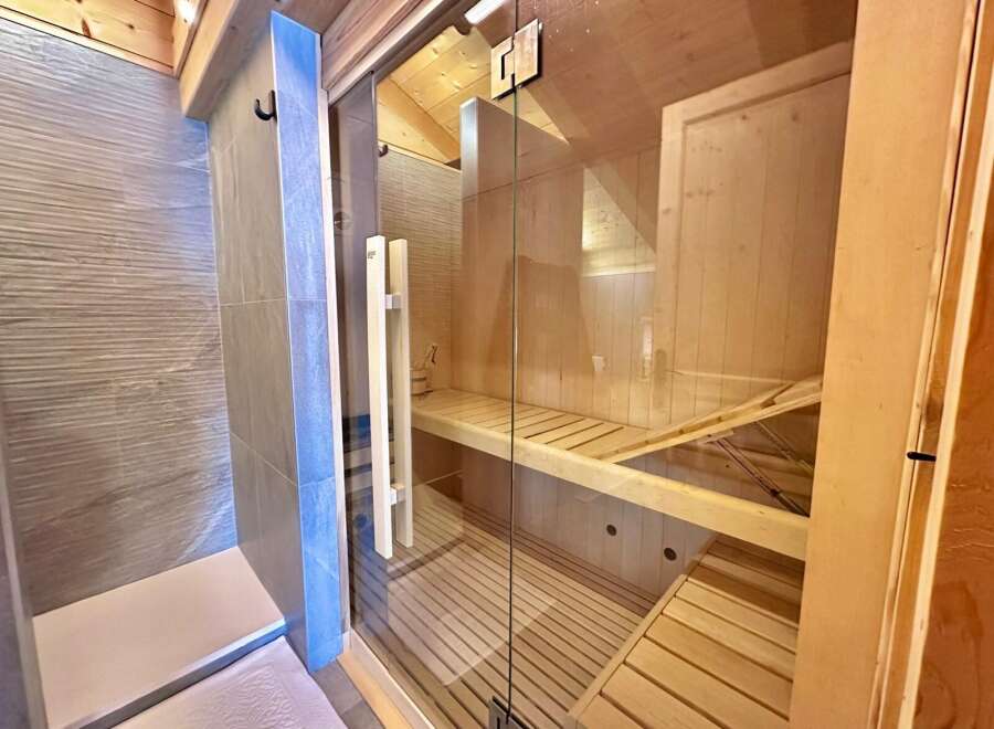 Step into your own private oasis with this stunning sauna.