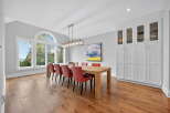 This stunning dining room boasts a modern design with a touch of elegance.
