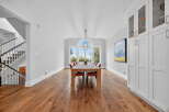 This stunning dining room boasts a modern design with a touch of elegance.