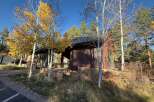 Nestled amidst the vibrant hues of autumn, this charming property boasts a unique blend of rustic architecture and natural beauty.