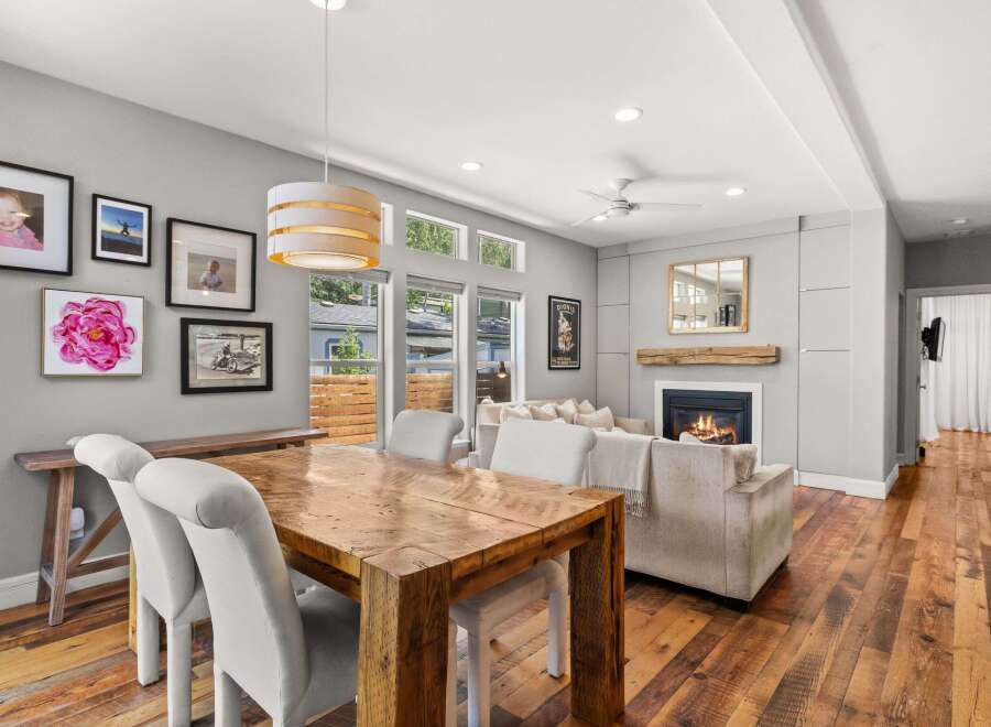 Step into this stunning home featuring a cozy fireplace, perfect for those chilly evenings.