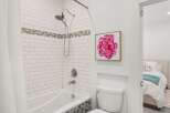 This stunning bathroom features a modern design with a beautiful shower and a stylish toilet.