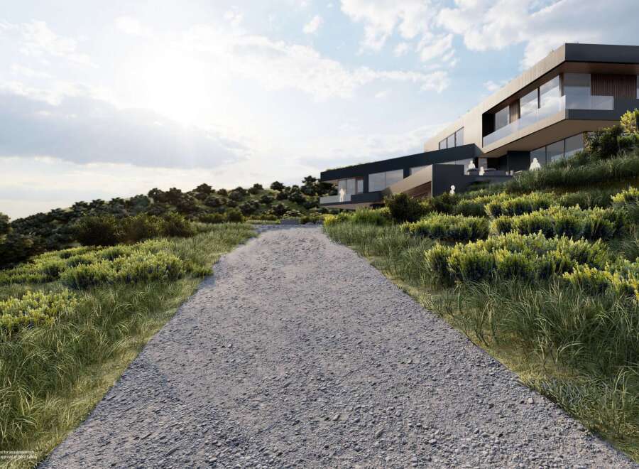 Discover a modern architectural masterpiece nestled in a serene natural setting.