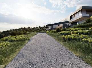 Discover a modern architectural masterpiece nestled in a serene natural setting.