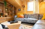 This cozy living space features a stylish gray sectional sofa, perfect for relaxing.