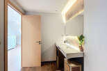 Step into this modern bathroom, featuring a sleek design and contemporary finishes.