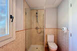 Step into this inviting bathroom featuring a modern shower enclosure and stylish tile work.