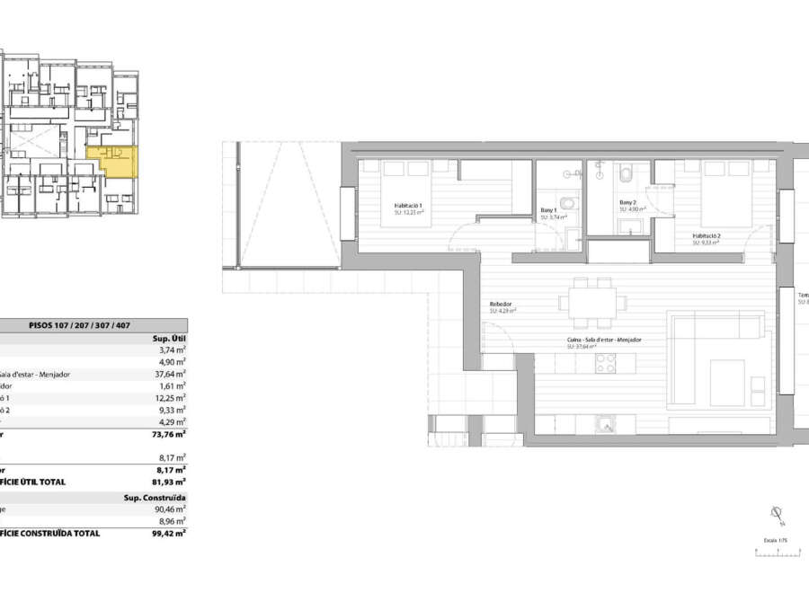 Discover this stunning apartment featuring a spacious living area, including a modern kitchen and dining space.