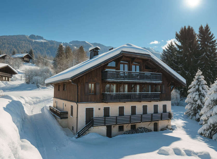 This stunning chalet offers a perfect blend of rustic charm and modern comfort, nestled in a picturesque winter wonderland.