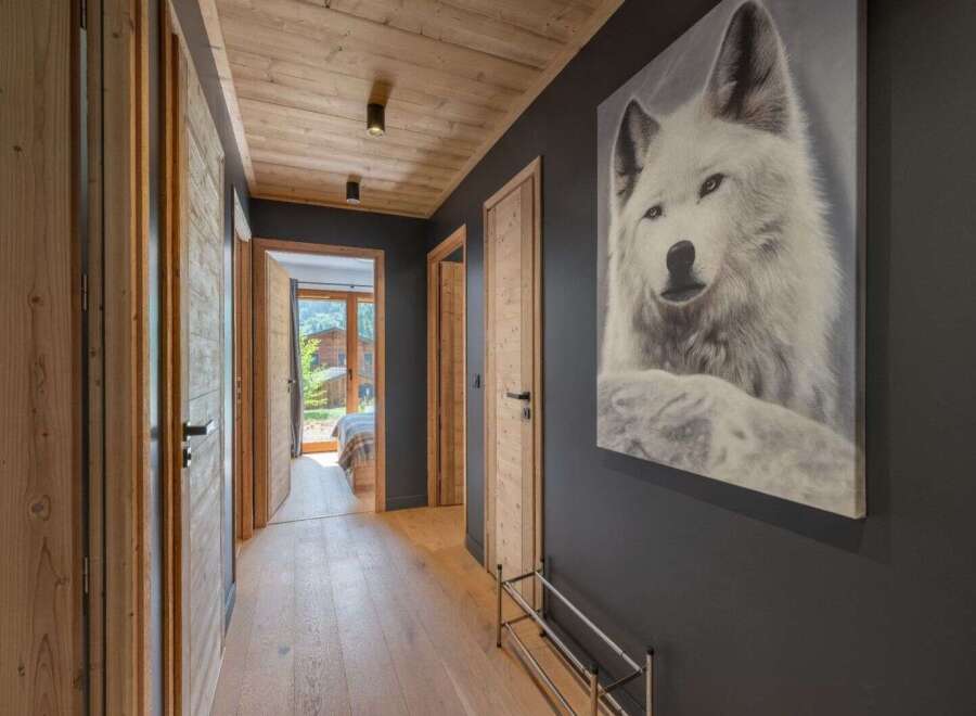 Step into this inviting hallway, showcasing a blend of rustic charm and modern design.