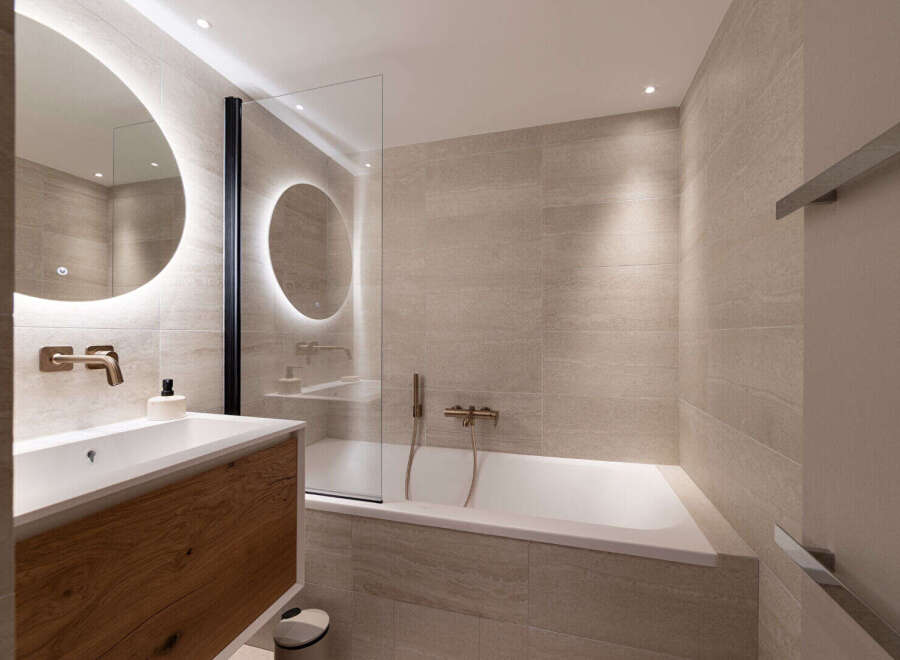 Step into a modern oasis with this stunning bathroom design.