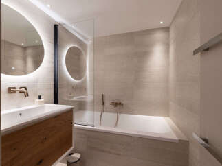 Step into a modern oasis with this stunning bathroom design.