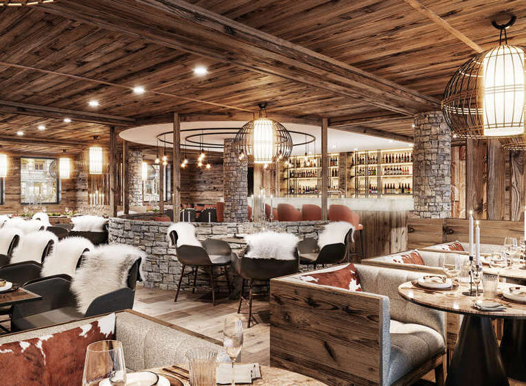 Step into the epitome of rustic elegance in this stunning restaurant.