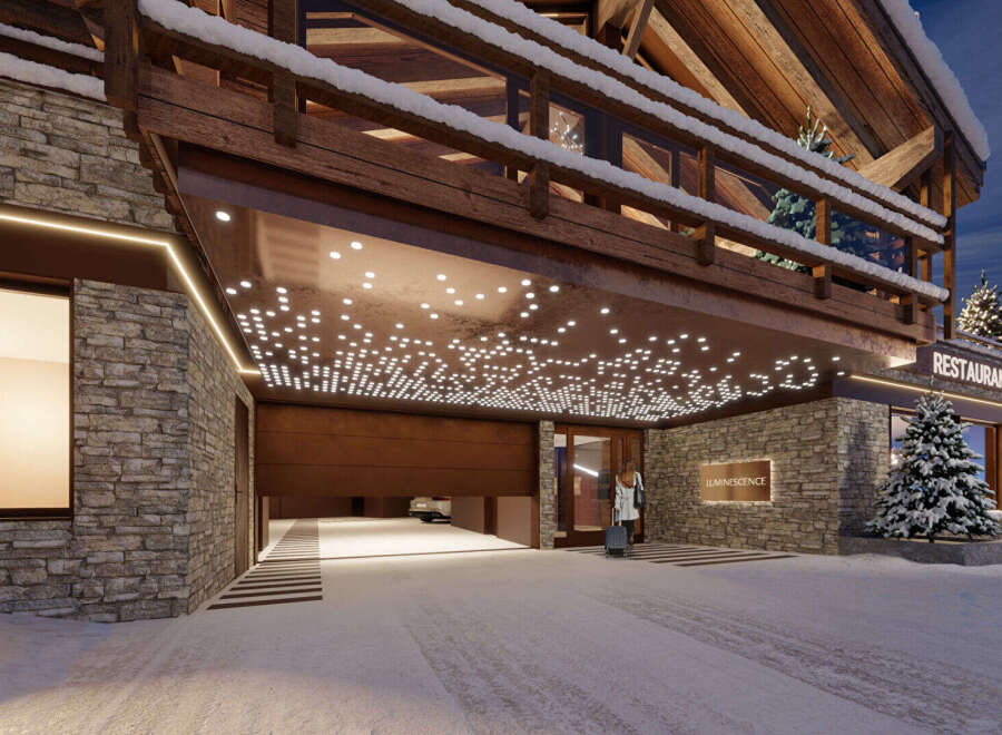 Experience luxury at this stunning property, featuring a grand entrance with a unique lighting design.
