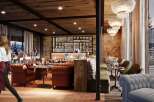 Experience luxury dining at this exquisite restaurant, featuring a sophisticated bar and elegant seating areas.