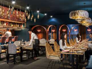 Step into luxury at this stunning restaurant, perfect for intimate gatherings or special occasions.