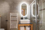 Step into luxury with this stunning bathroom featuring modern design elements.