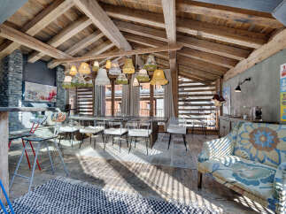 This stunning property boasts a unique blend of rustic charm and modern elegance.