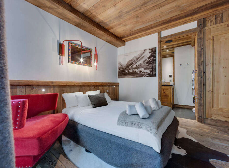 Experience rustic elegance in this stunning bedroom.