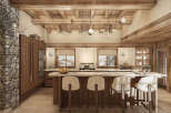 Experience the epitome of rustic elegance in this stunning kitchen.
