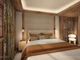 Experience the epitome of luxury in this stunning bedroom, perfect for a chalet retreat.