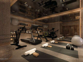 This luxurious home gym offers a serene and functional space for your fitness routine.