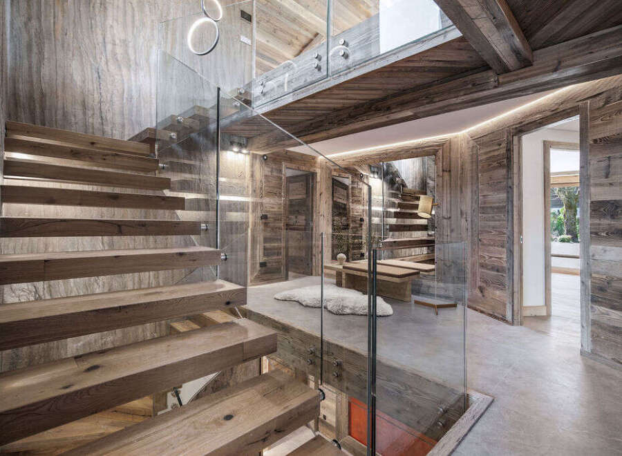 This stunning property showcases a modern interior design with a focus on natural materials.