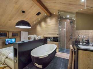 Experience luxury living in this stunning property featuring a unique bathroom design.