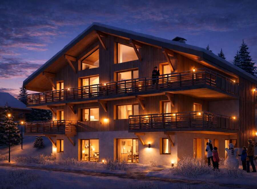 Experience the charm of this stunning chalet nestled in a winter wonderland.