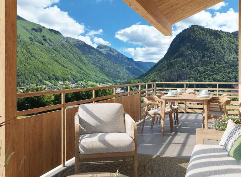 Experience breathtaking mountain views from this stunning balcony.